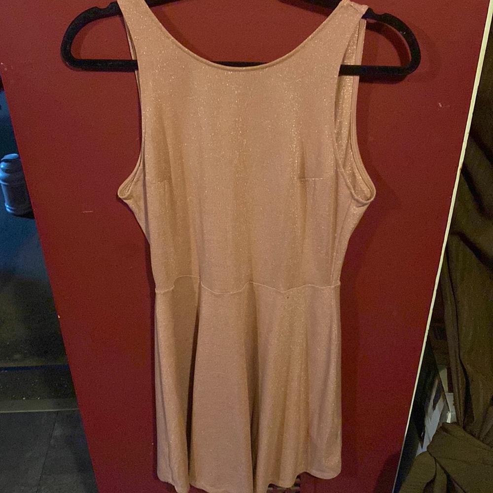 Jersey fit and flare pink glitter dress